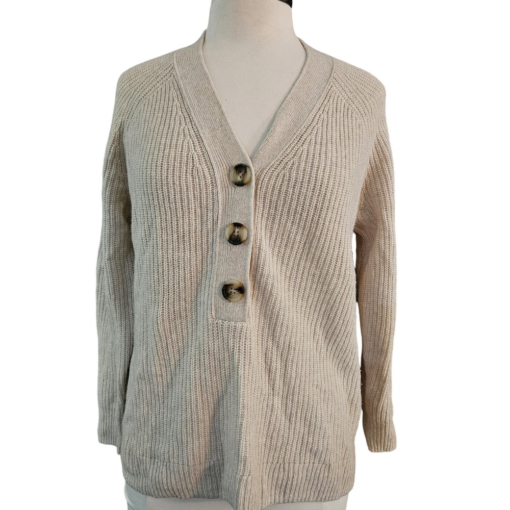 Madewell Lyle‎ Henley Wool Blend Sweater Women's Size Xs Heather Fog NWT #MA741